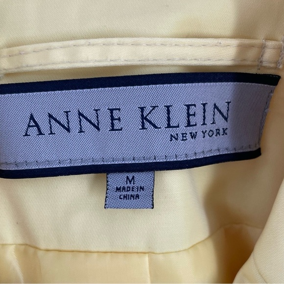 Anne Klein Butter Yellow Tortious Button Fitted Lined Long Sleeve Trench Coat - Picture 3 of 13